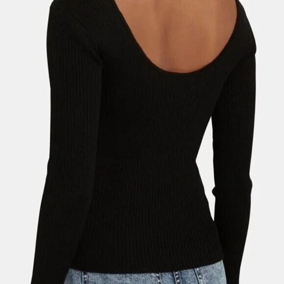 NWT Simkhai Leah Cut-Out Cable Knit Top Black Size M - Picture 3 of 3